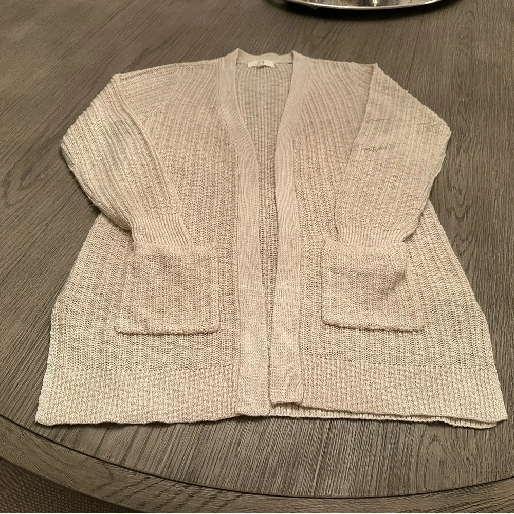 Beige Open-Front Cardigan - Picture 2 of 8